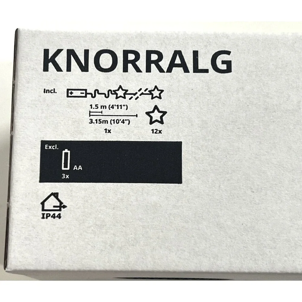 IKEA KNORRALG LED String Light With 12 Stars Battery Operated Sealed 4th July